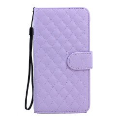 Samsung Galaxy S6 Edge Plus Quilted Flip Leather Wallet Case with Strap (Purple)